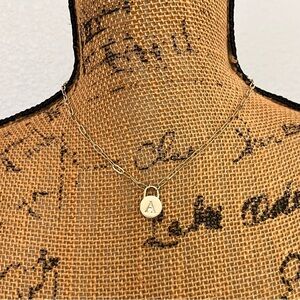 Madison Paper Clip  - Letter A Gold - Lock Necklace Pendant Gift For Women Girls